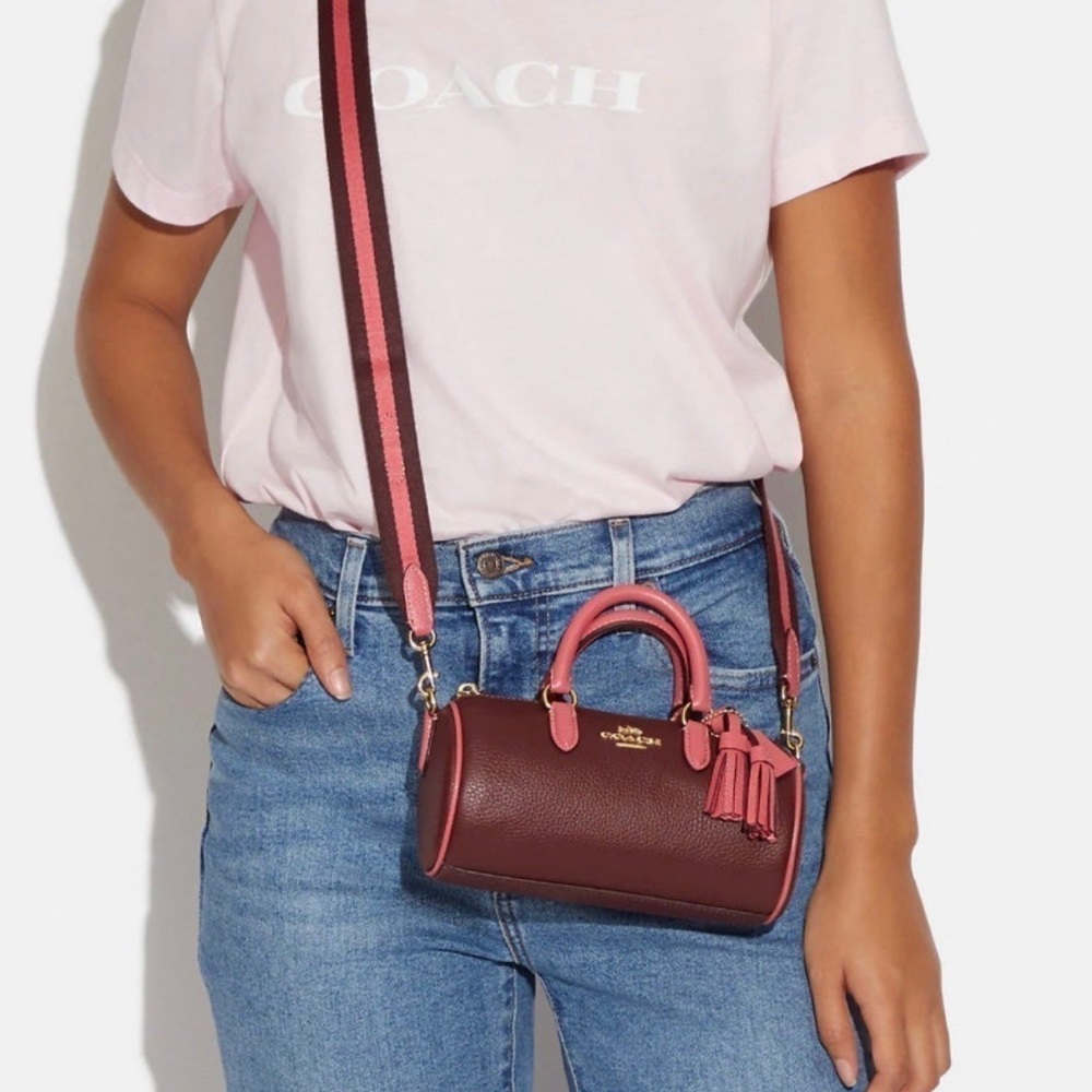 NWT COACH CB876 LACEY CROSSBODY LEATHER SHOULDER BAG GOLD/WINE MULTI - Picture 2 of 10